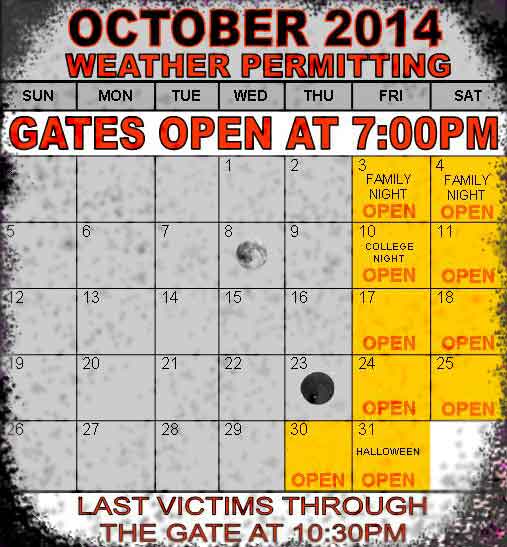 2014 Dates & Hours of Operation